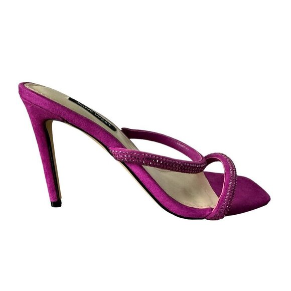 Nine West Zarleen 2 Slip On Heel in Dark Pink Fabric Rhinestones Women's Size 7M - Picture 6 of 13